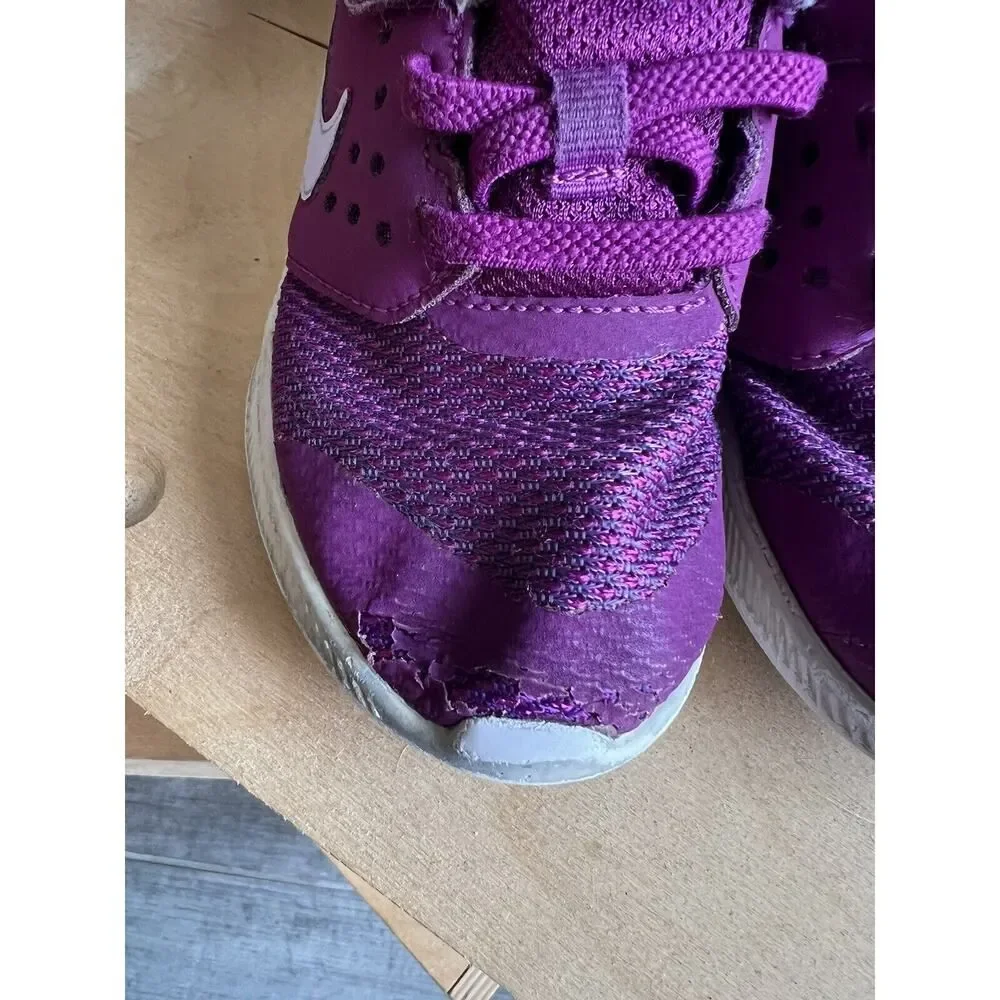 NIKE Downshifter Sneakers Shoes Low-Top Purple White Little Kids Girls Size 10 C